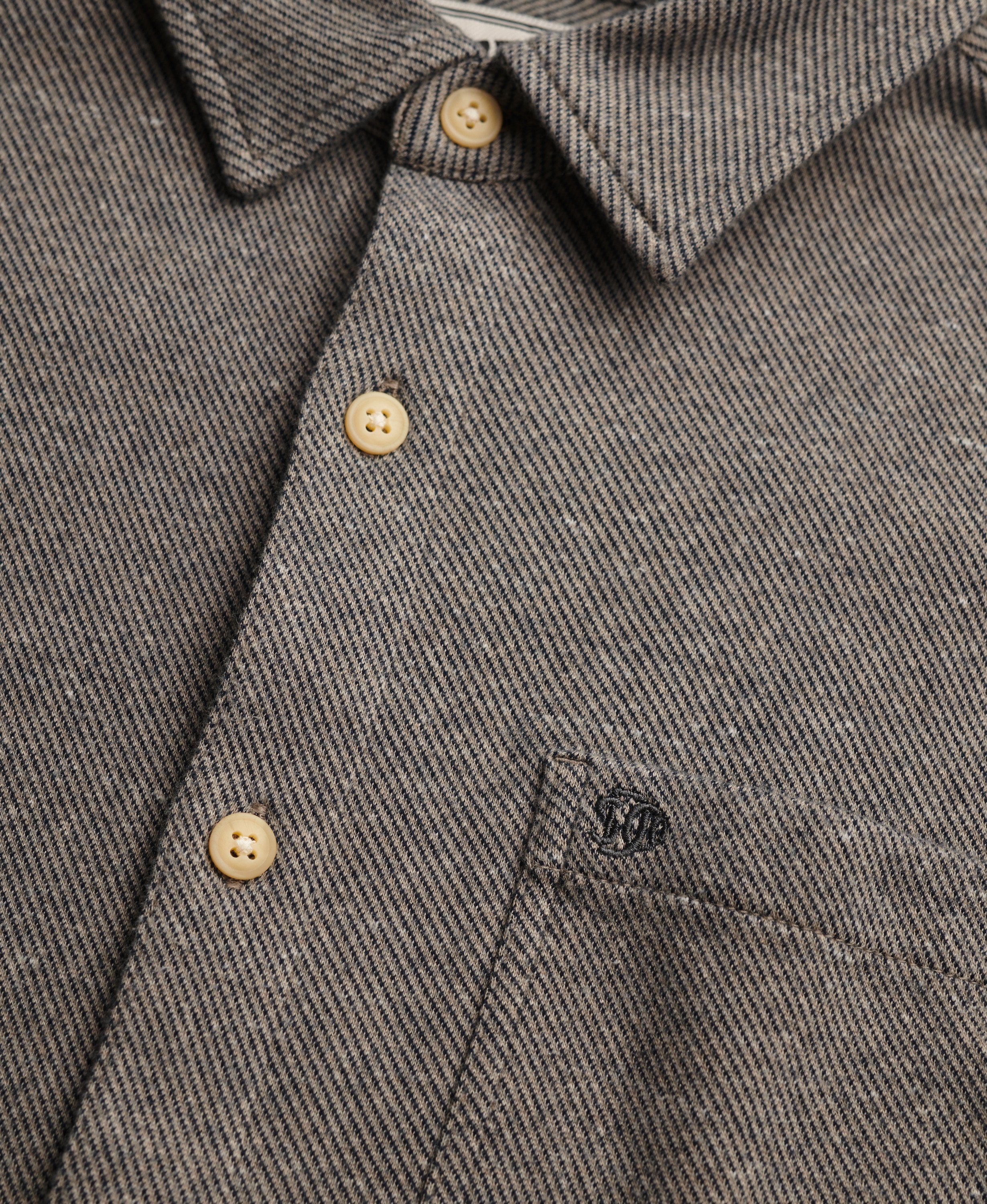 Superdry - Twill Tweed Jersey Shirt  - Taupe Tweed - 5