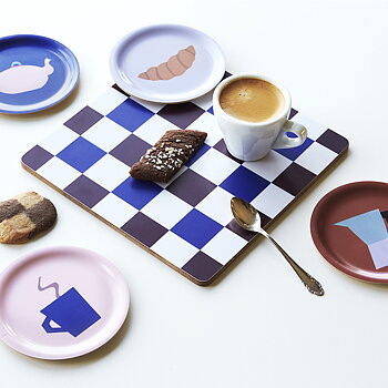 Checker Mix Grytunderlägg - 21cm - Chocolate/Blue