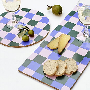 Checker Mix Serveringsbräda  - 40x17 cm - Pink/Moss