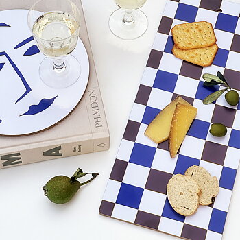 Checker Mix Serveringsbräda  - 40x17 cm - Chocolate/Blue