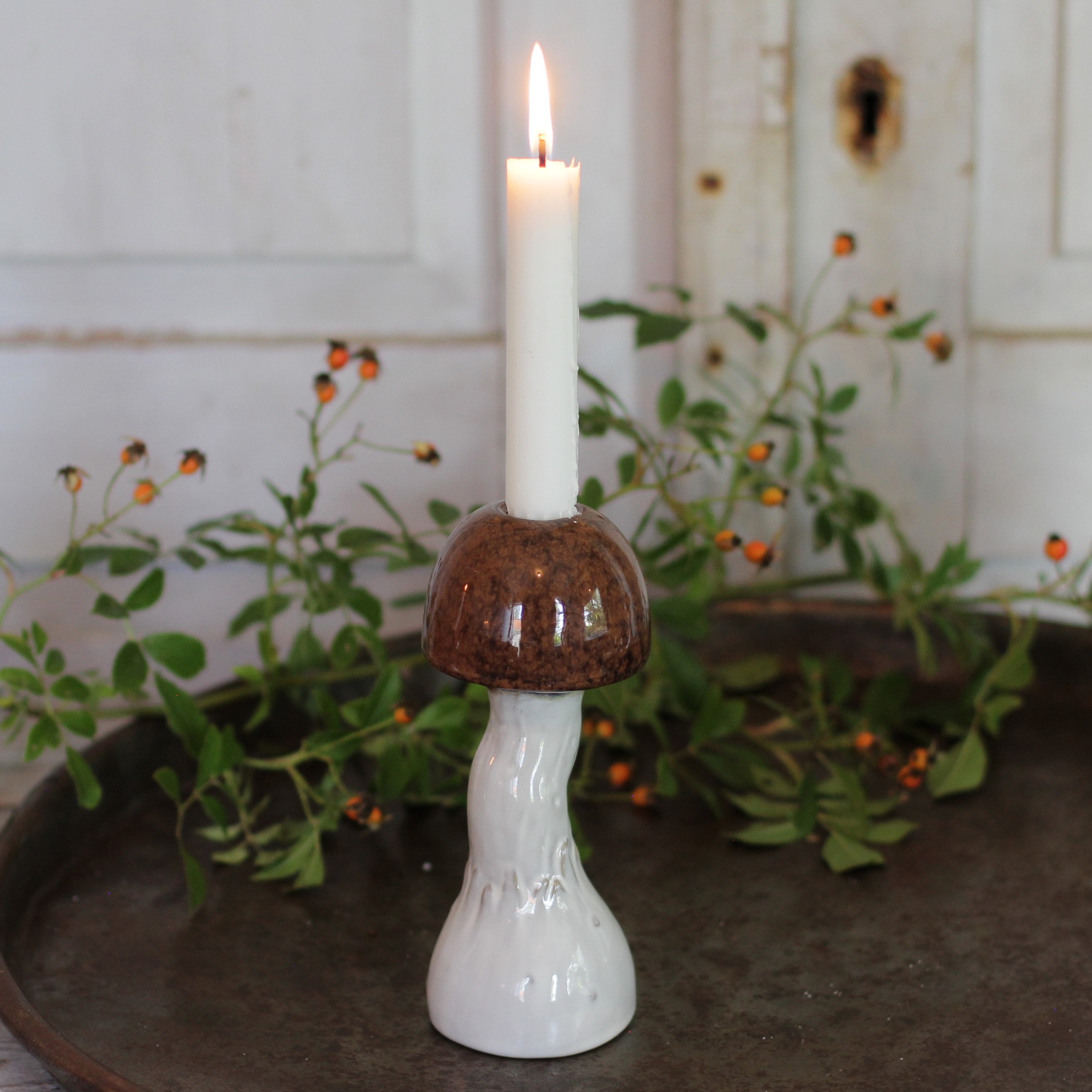 Svamp Ljusstake Brun - Hög - 2