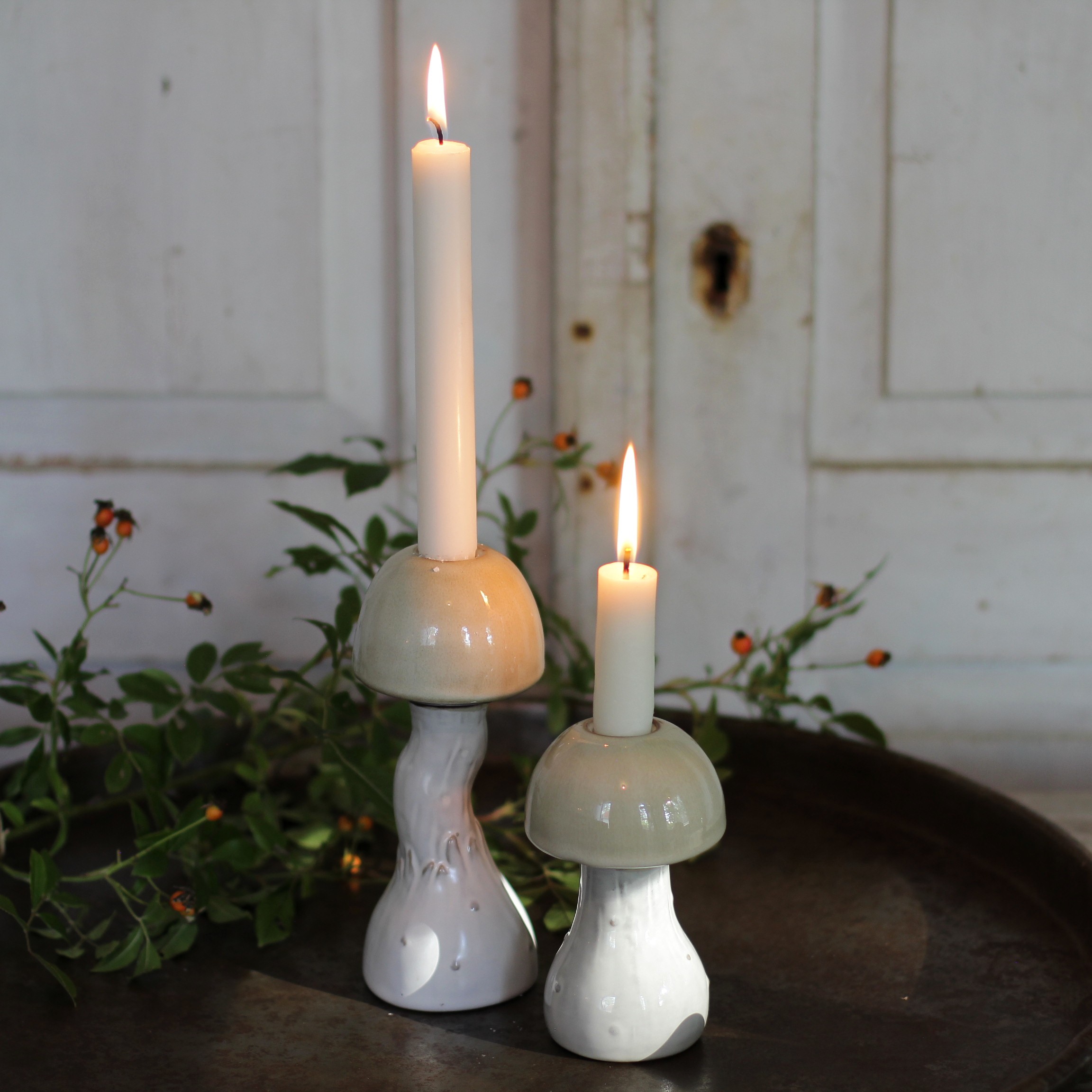 Svamp Ljusstake Beige - Låg - 2