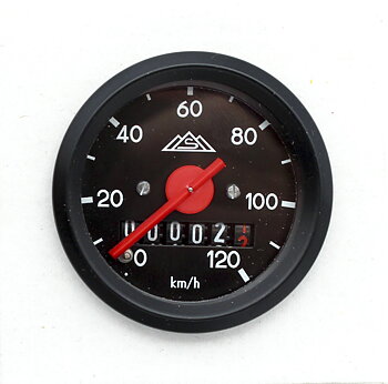 Hastighetsmätare 48mm 0-120km/h Svart sarg