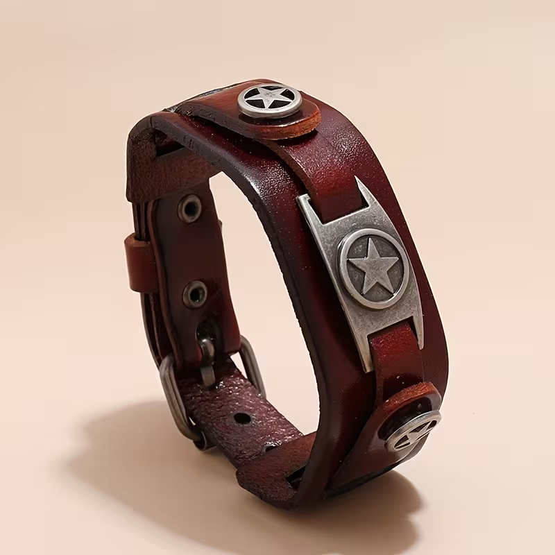 Läderarmband "Punkrock" -Brunt - 3