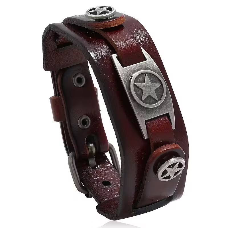 Läderarmband "Punkrock" -Brunt