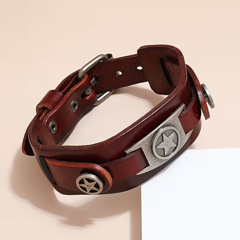 Läderarmband "Punkrock" -Brunt - 2
