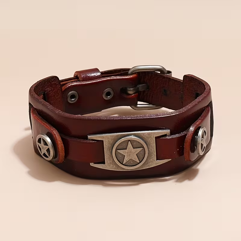 Läderarmband "Punkrock" -Brunt - 4