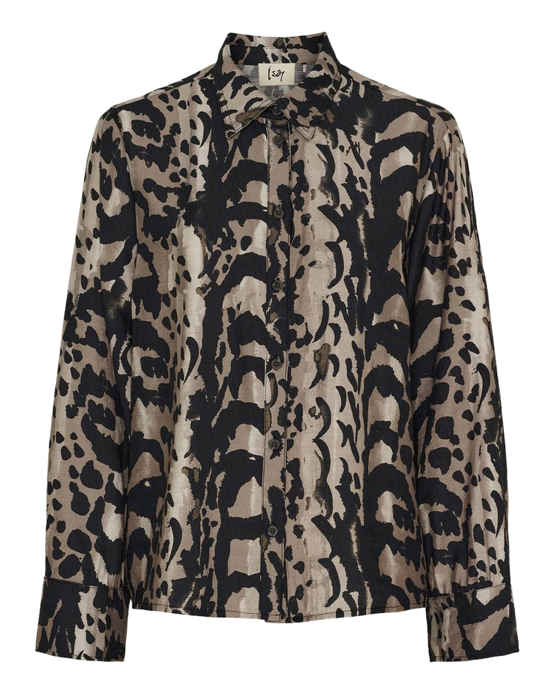 Blus Nini krage mönstrad beige/svart - 6
