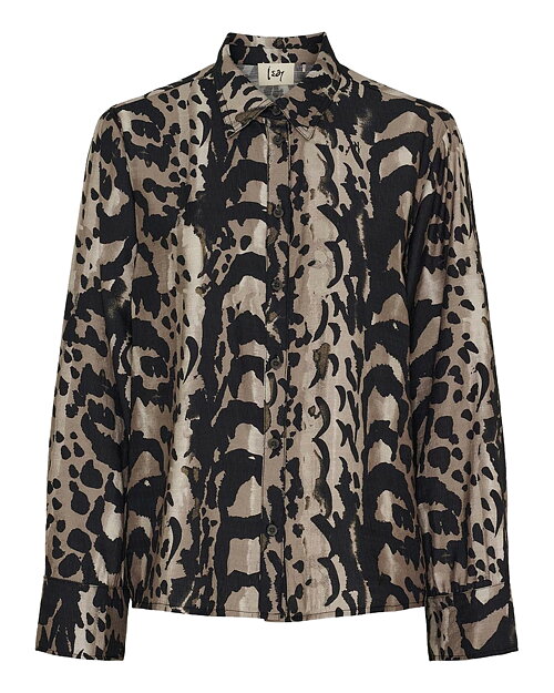Blus Nini krage mönstrad beige/svart - 6