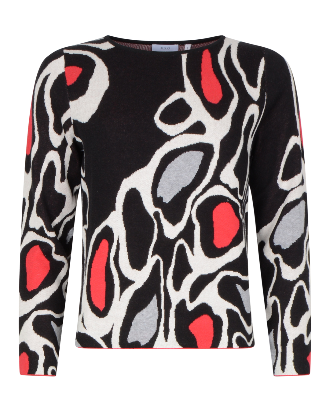 Jumper mönstrad svart/vit/röd/grå