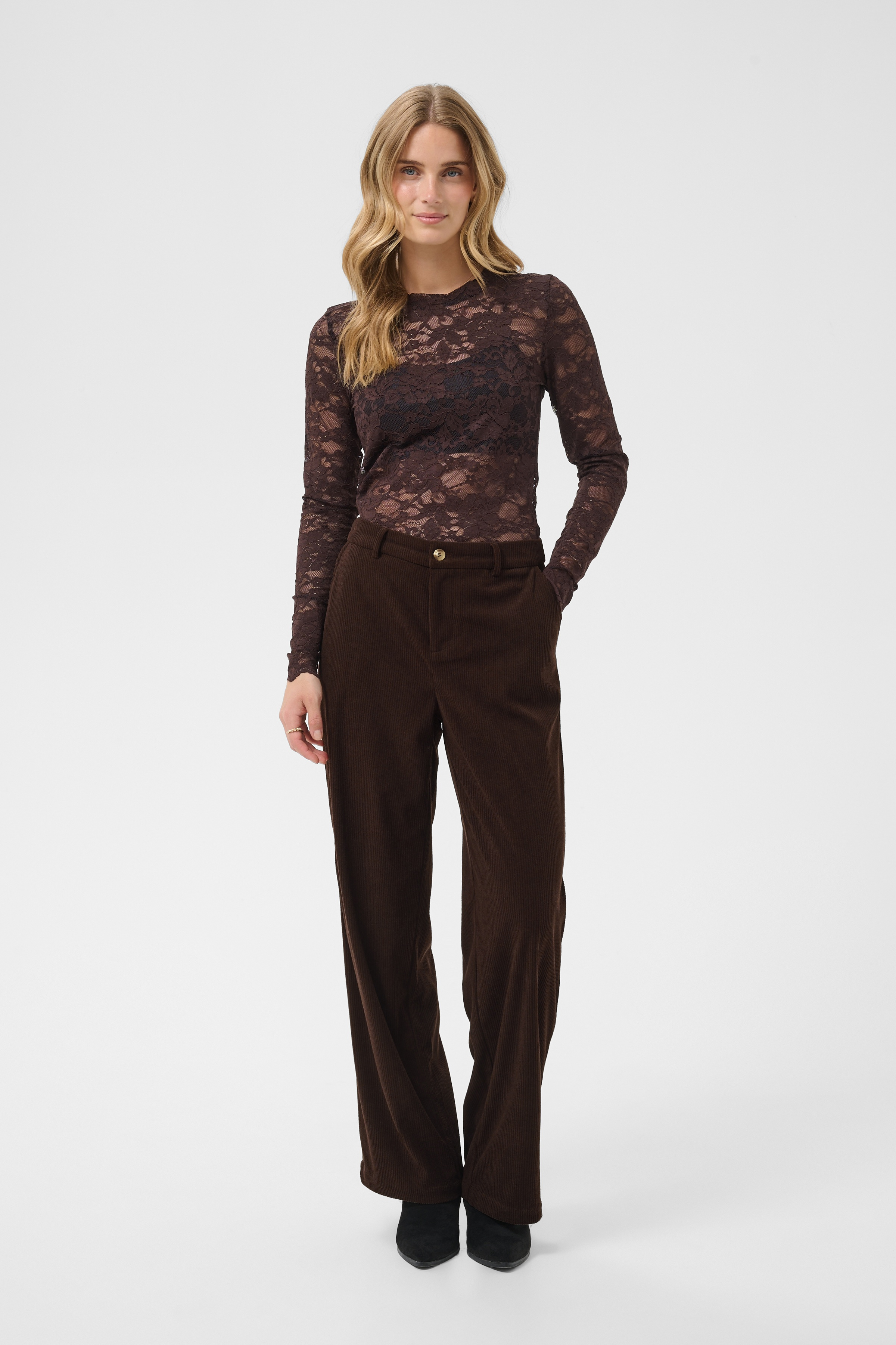 CRKanna Corduroy Pant Java Brun Rak Manchesterbyxa - 7