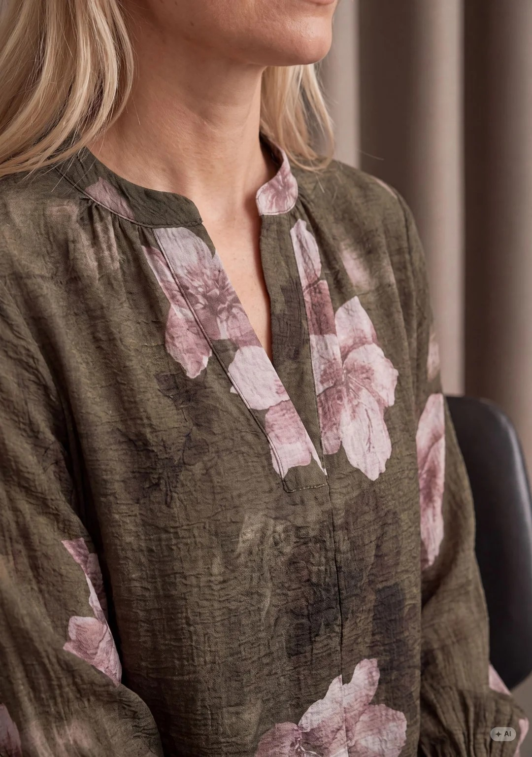 Ane Printed Blouse - Khaki Flowerdream - Isay  - 3