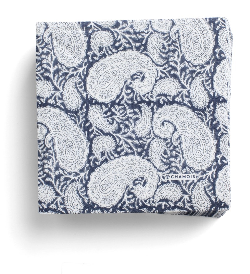 Chamois- Pappersservett -Big paisley, marinblå