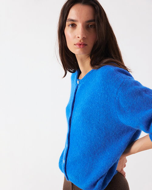 Kofta Vito alpackablandning klarblå - 3