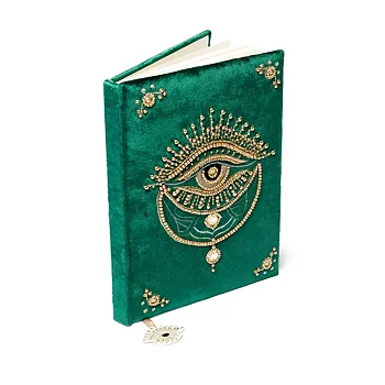 Anteckningsbok sammet grön med tarotöga