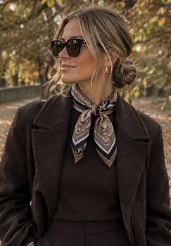 Scarf Mönstrad Svart/Brun/Vit