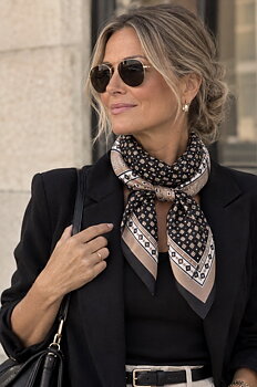 Scarf Mönstrad Mönstrad Svart/Beige