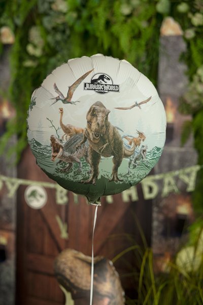 Jurassic World dinosaurieballong som dekoration till dinosauriekalas