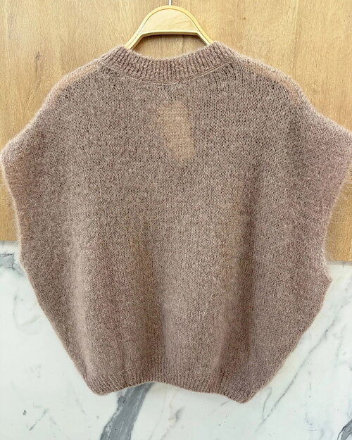 Mohairväst onesize v-ringad beige - 3