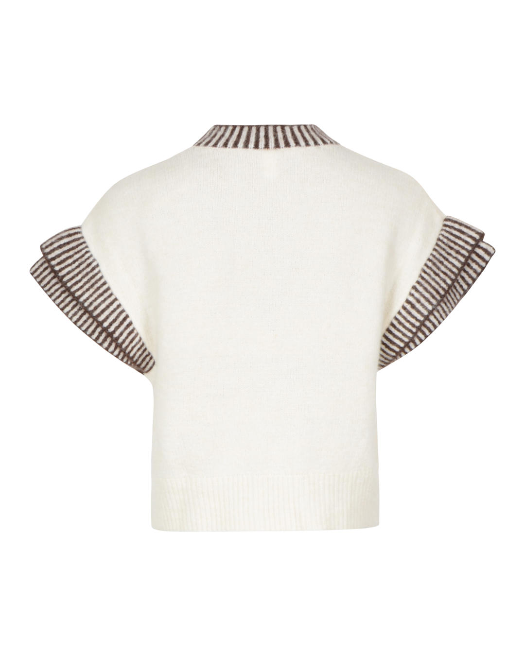 Jumper Telo kort randig mudd brun/offwhite - 2