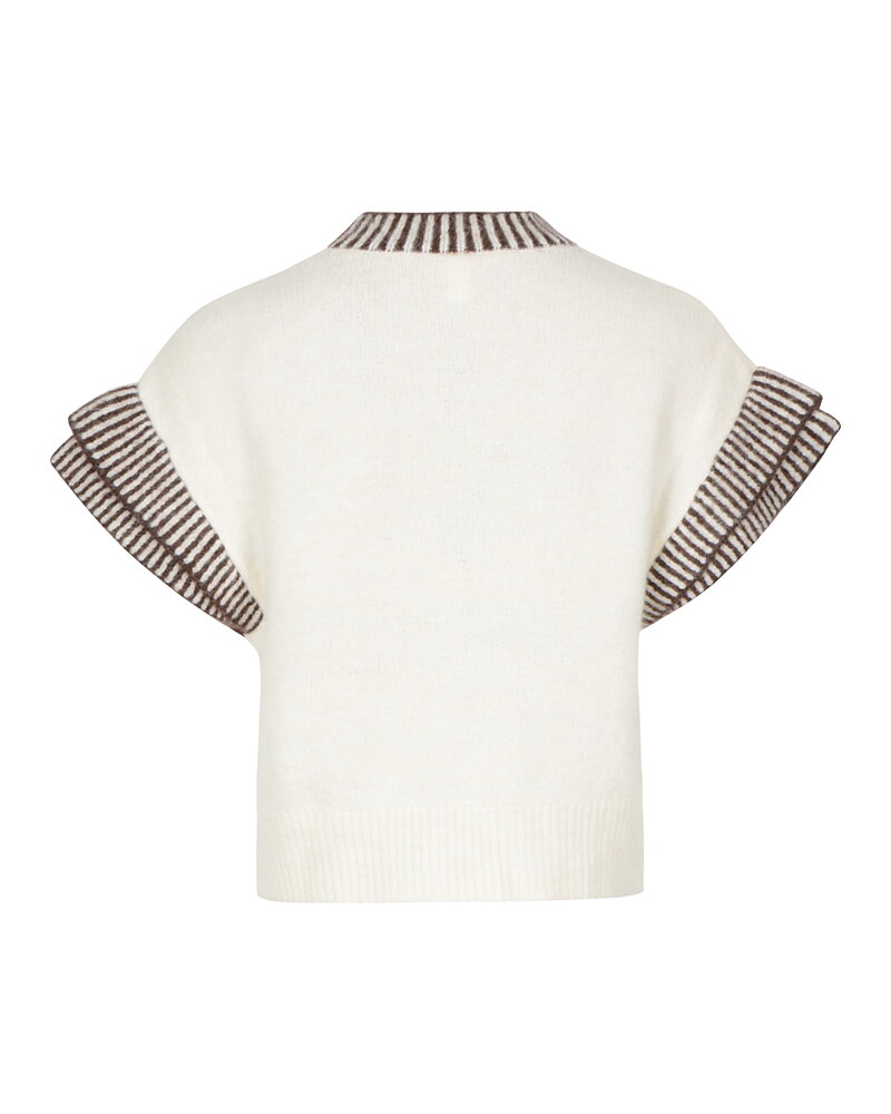 Jumper Telo kort randig mudd brun/offwhite