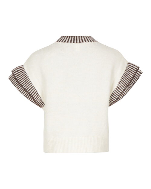 Jumper Telo kort randig mudd brun/offwhite - 2