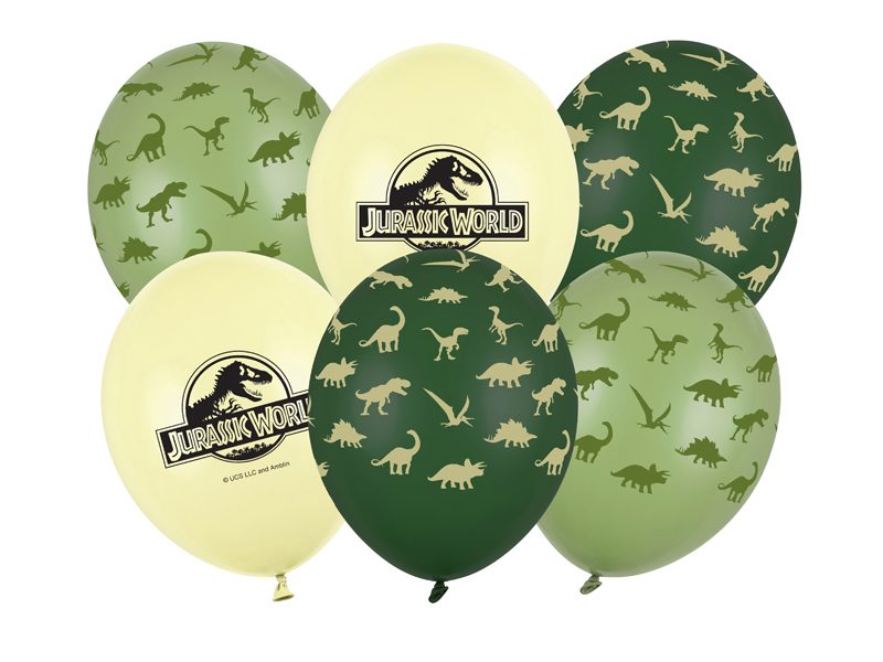 Jurassic World latexballonger med dinosaurier 30 cm 6-pack