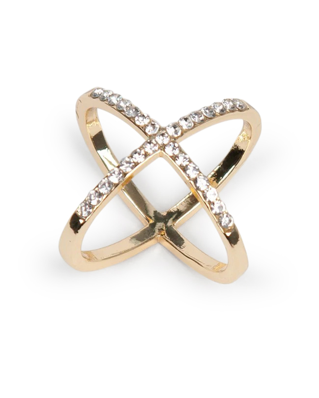 Sjalring X guld med strass