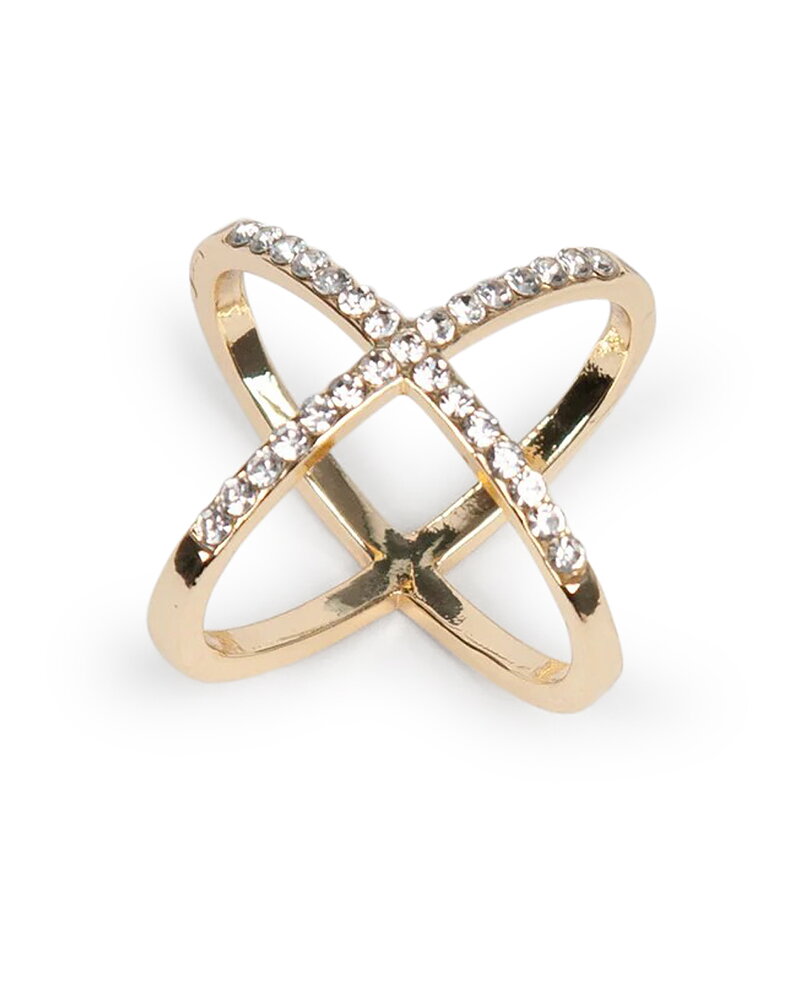 Sjalring X guld med strass