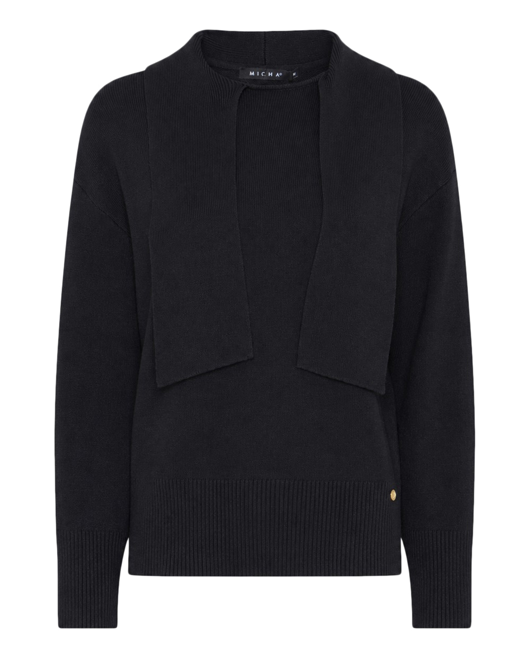 Jumper med knutkrage svart