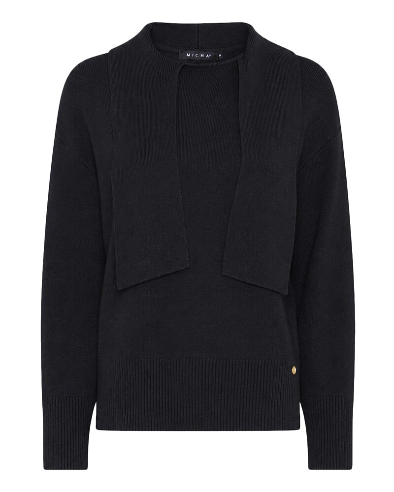 Jumper med knutkrage svart