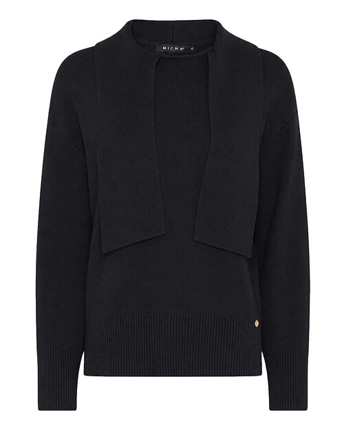 Jumper med knutkrage svart