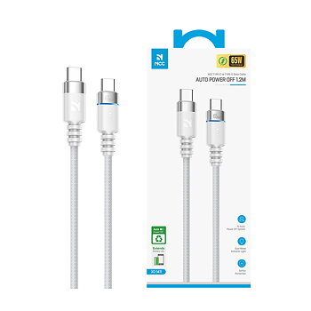 Smart Auto Power-Off Data Cable C TO C 65W 1.2M White