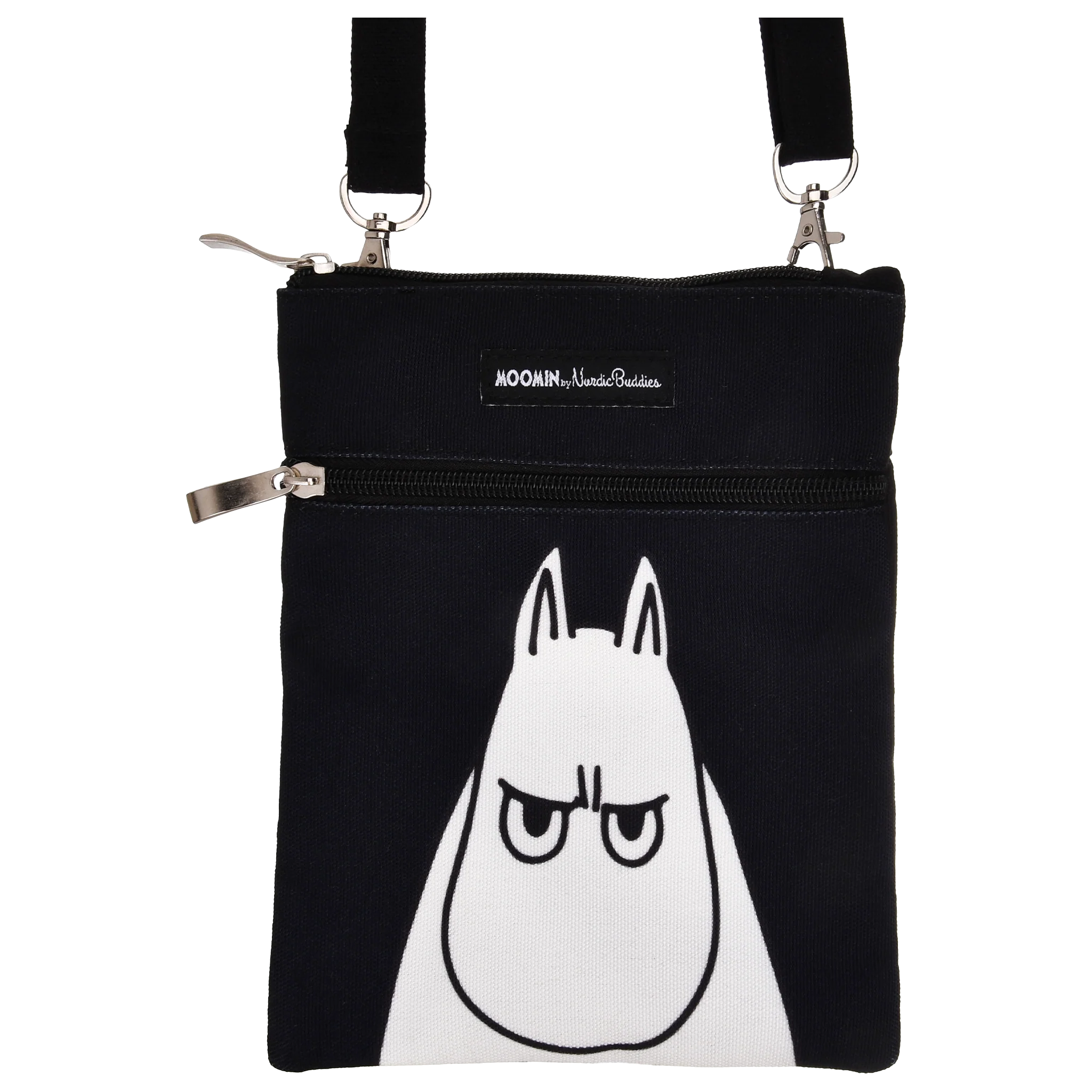 Mumin axelväska/passväska - Mumintrollet Surmulen, svart