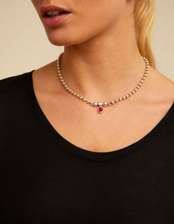 Kort Halsband Kulkedja Berlock – Silver - 4