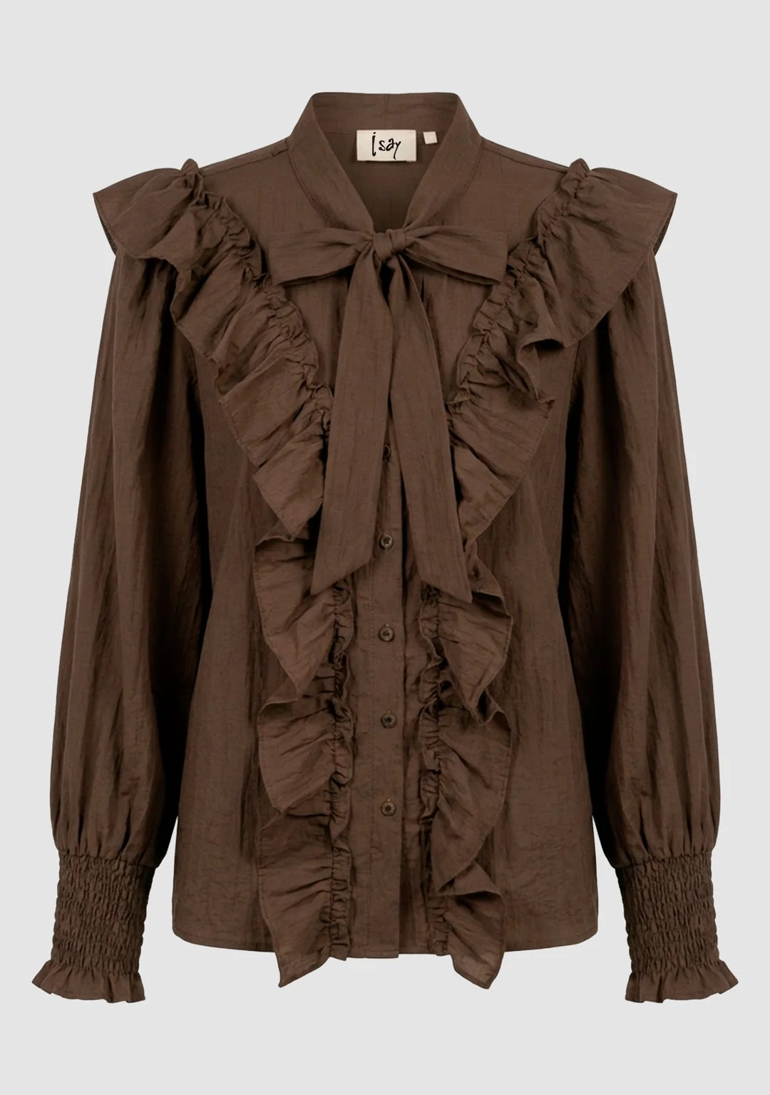 Olise Flounce Shirt - Khaki - Isay - 5