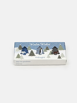 Presenttips! Randiga bambustrumpor med vintertema