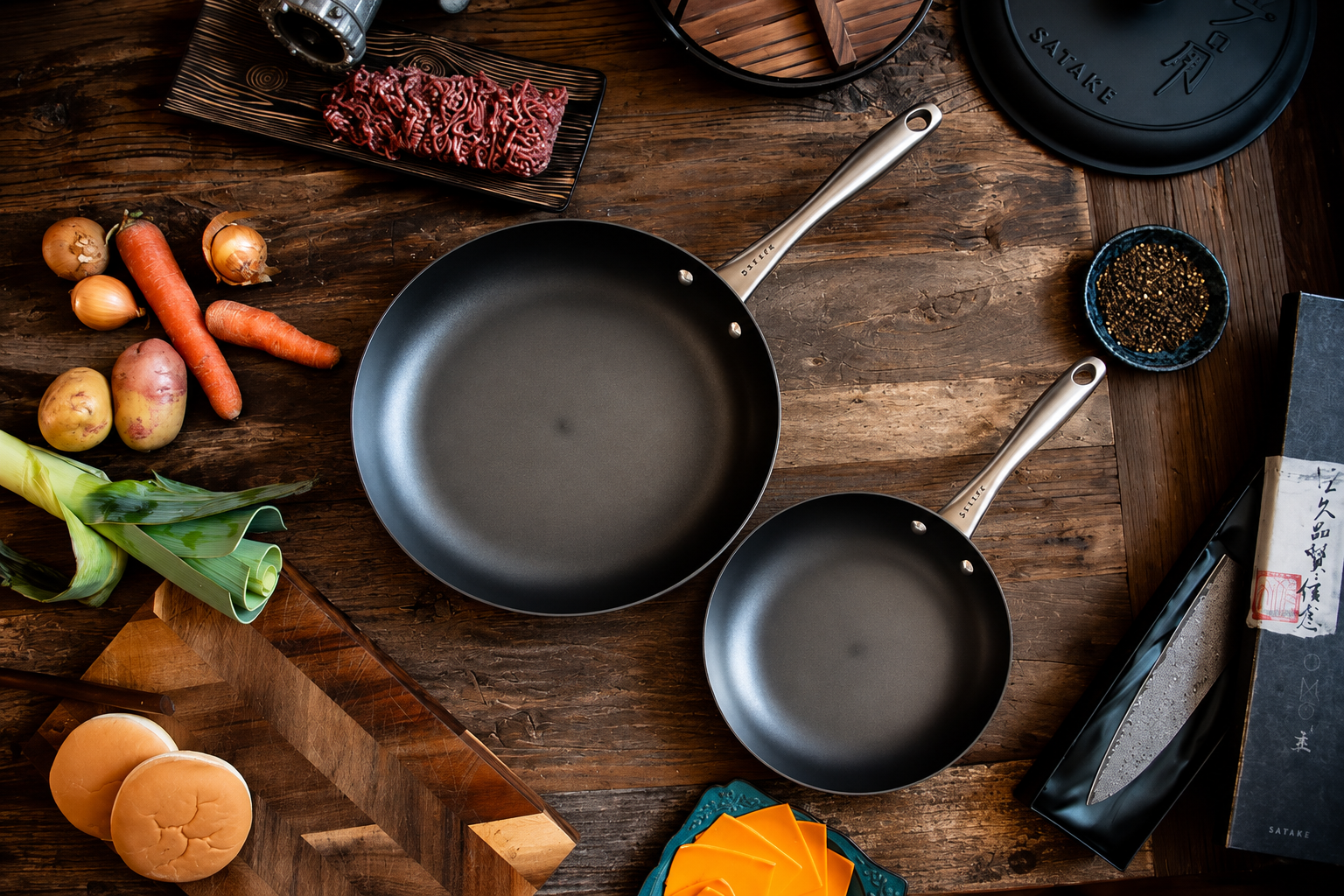 Sataké Pure Pan Stekpanneset  Gjutjärn 28 cm + 24 cm - 2