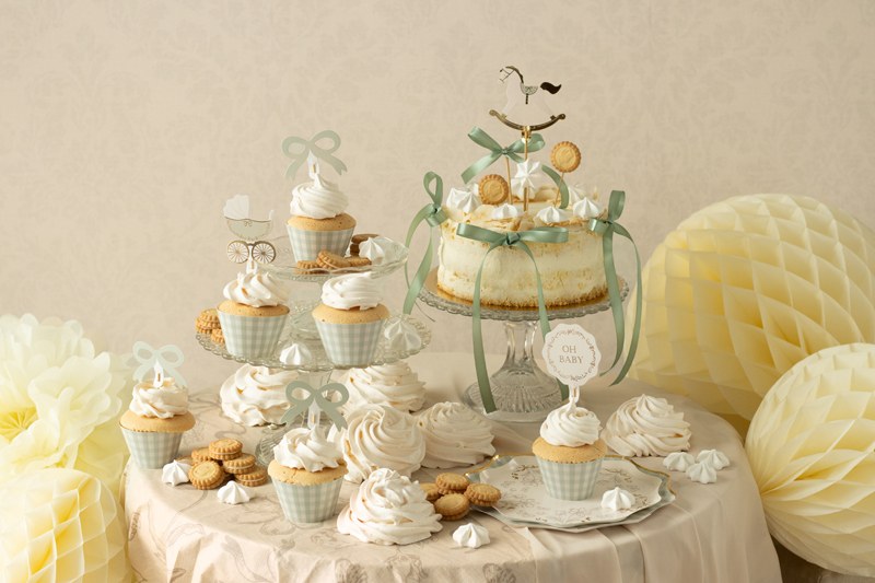 Oh Baby cupcake kit i ljusgrön babyshowerdukning