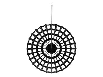Svart pappersrosett med spindelnät 50 cm till Halloween