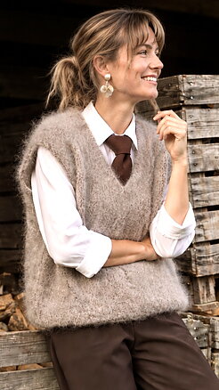 BJOERK knitted v-neck vest - Taupe
