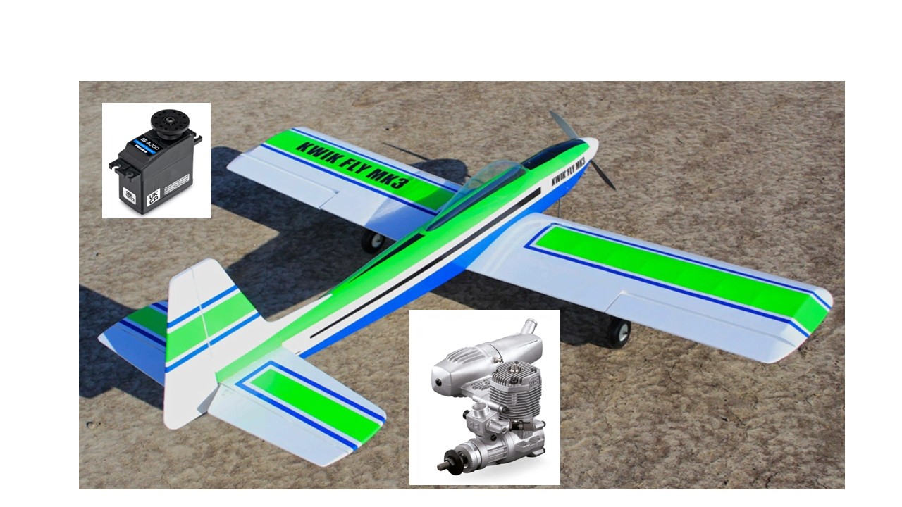 Paket Kwik Fly MK3 160cm  ARF, OS 46AXII, Futaba S-A300 (6x)