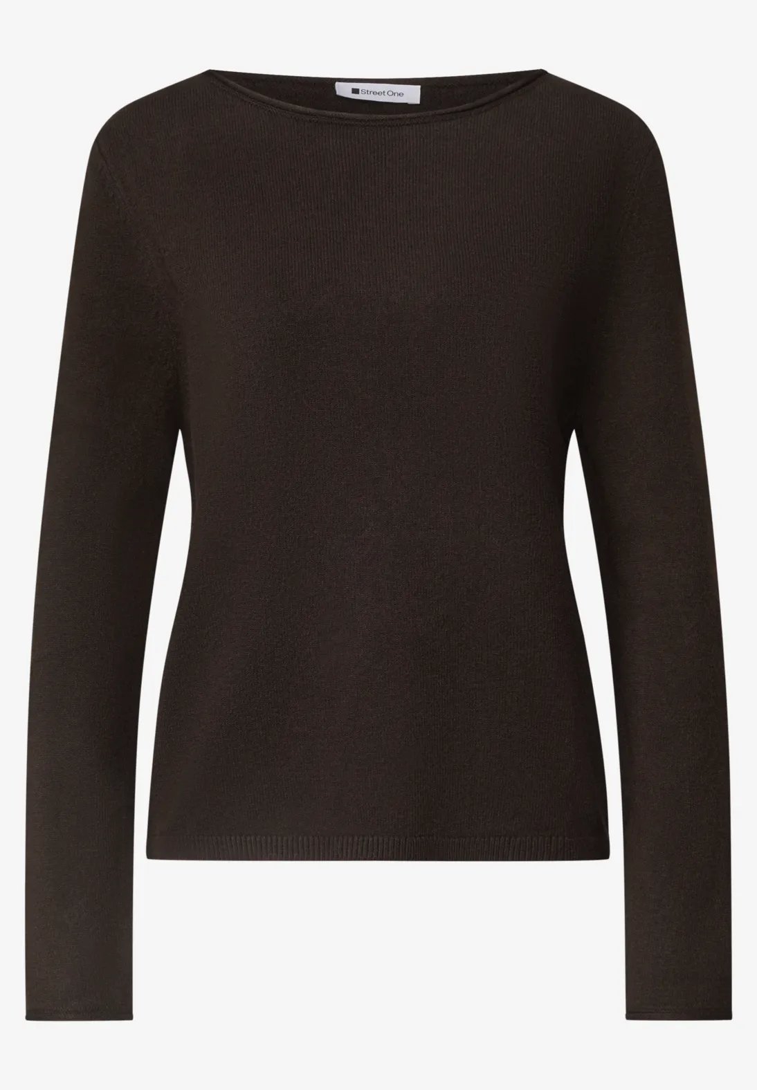 LTD QR Rolled Edge U-Boat Sweater - Black Coffee - Street One - 5