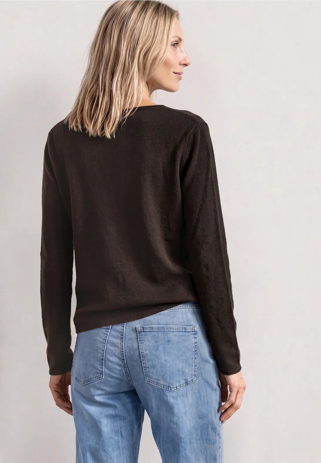 LTD QR Rolled Edge U-Boat Sweater - Black Coffee - Street One - 3