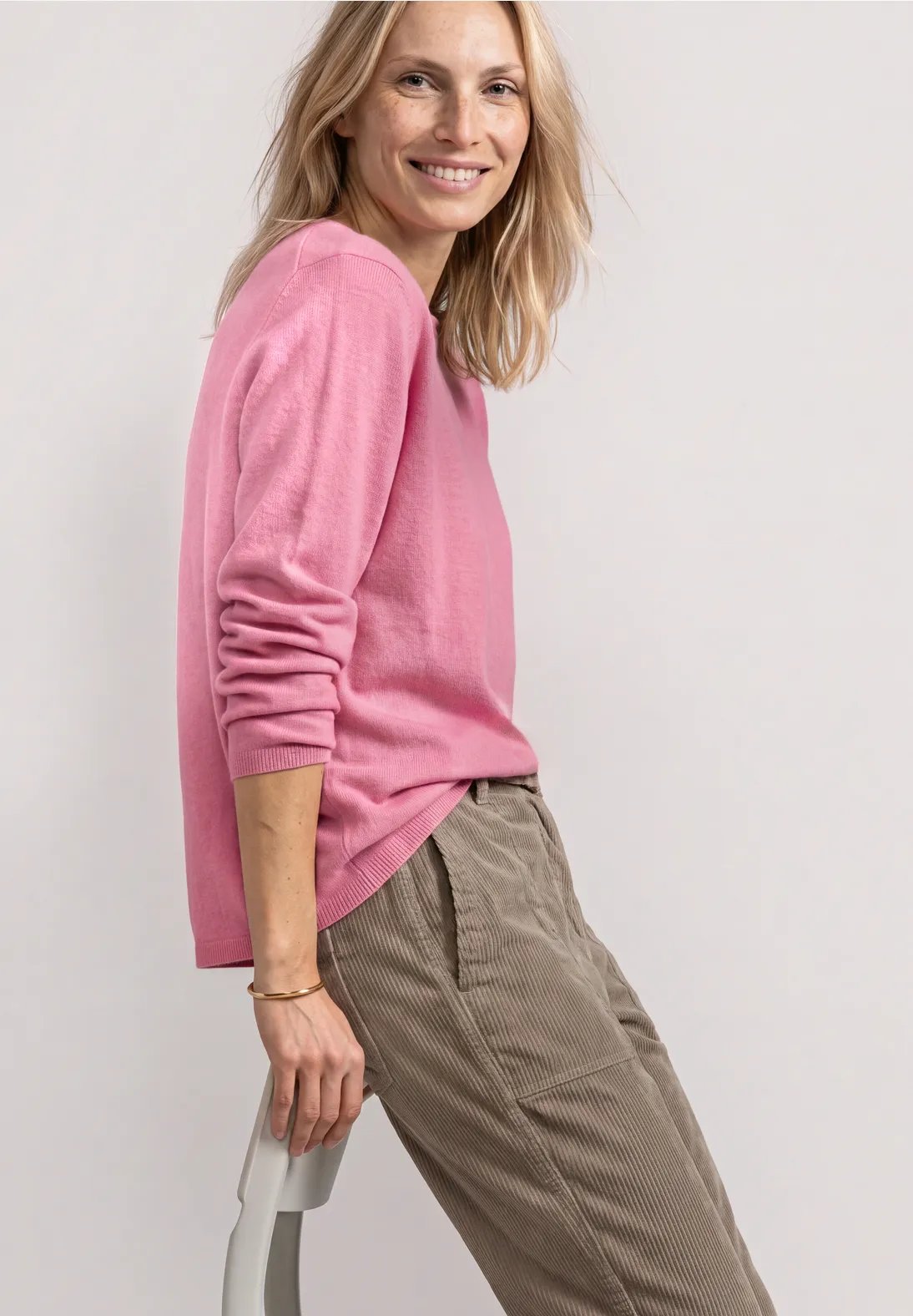 LTD QR Rolled Edge U-Boat Sweater - Warm Blush Pink - Street One