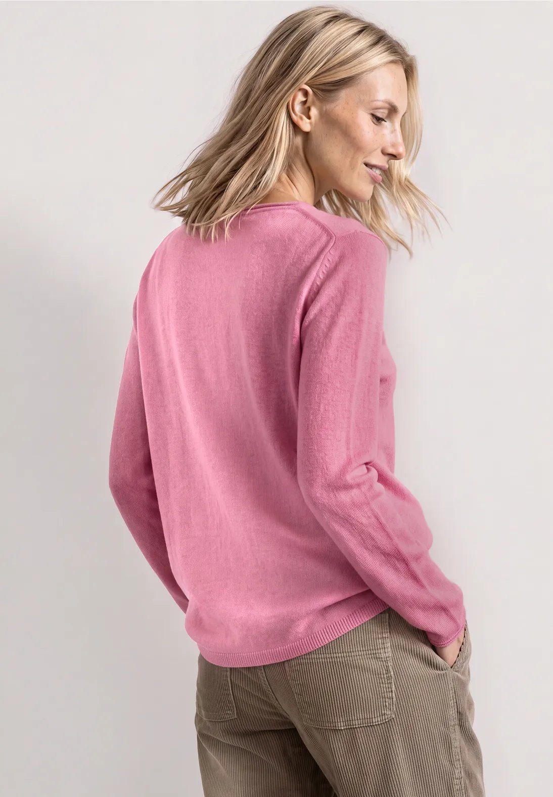 LTD QR Rolled Edge U-Boat Sweater - Warm Blush Pink - Street One - 3