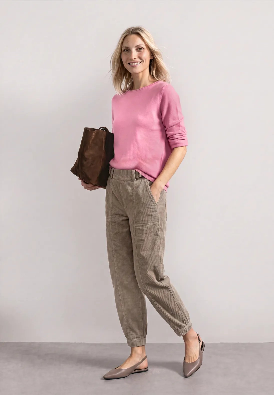 LTD QR Rolled Edge U-Boat Sweater - Warm Blush Pink - Street One - 4