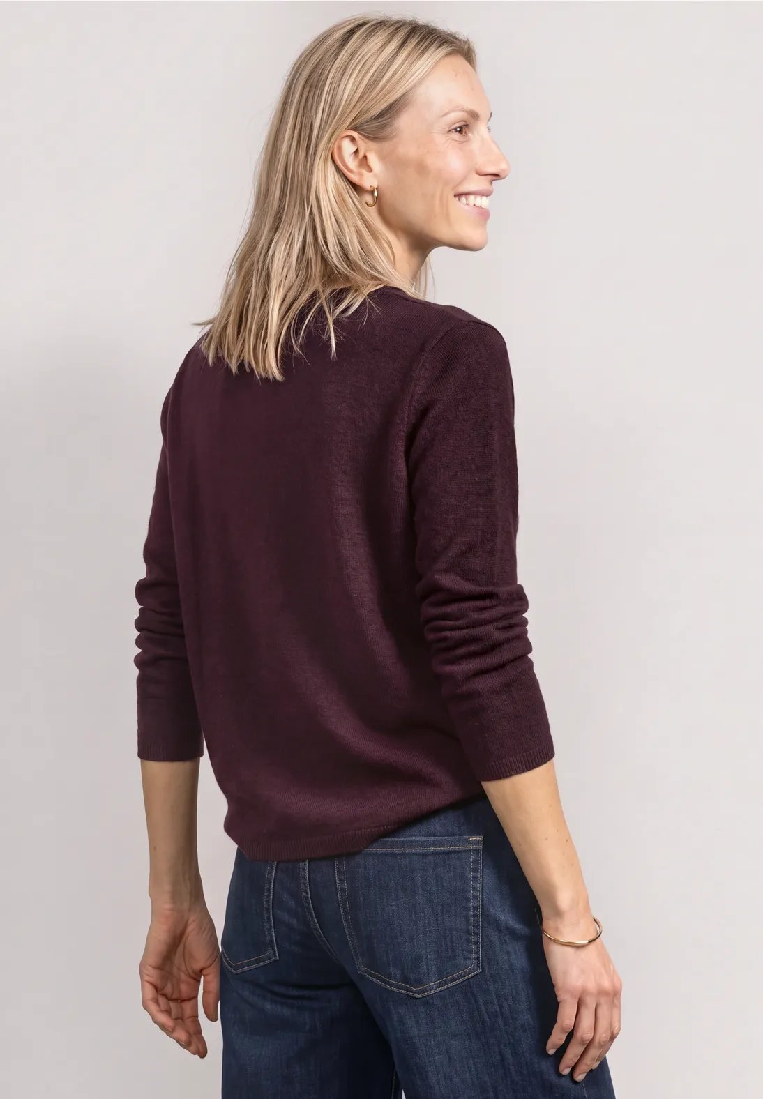 LTD QR Rolled Edge U-Boat Sweater - Rustic Rouge - Street One