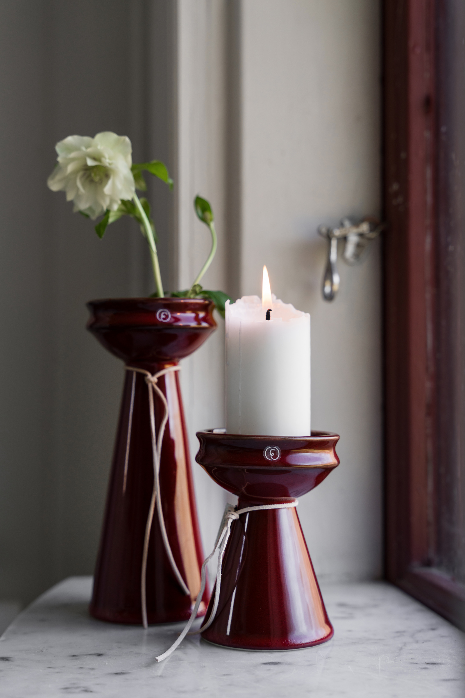 Ernst Lökvas - Hyacinth vase - Glazed stoneware - Röd - Tall - 4