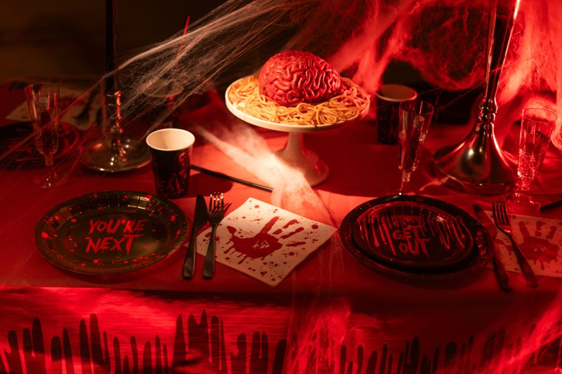 Servetter med blodig hand i Bloody Halloween dukning